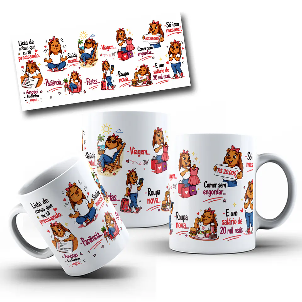 Arte para Caneca Lista de coisas que eu estou precisando Arquivo Png 1