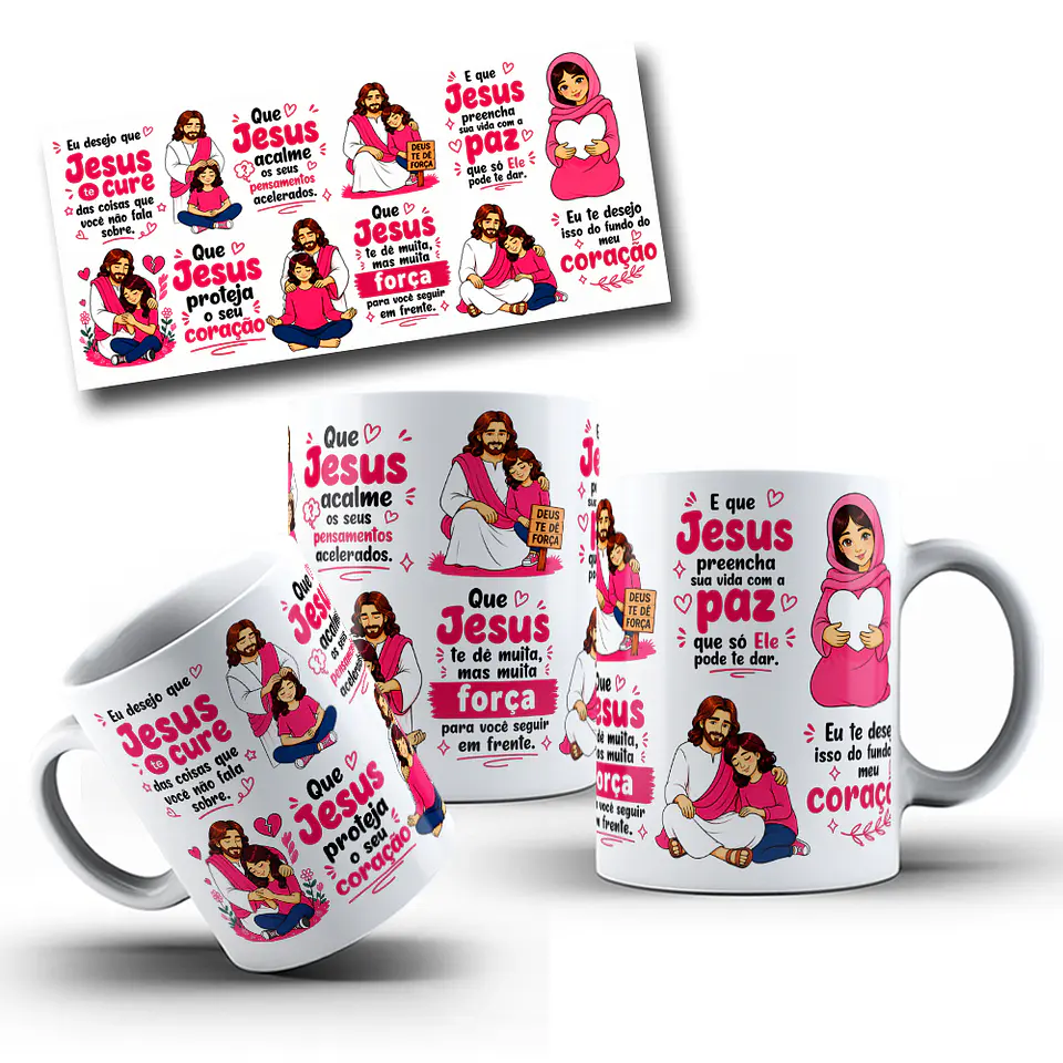 Arte para Caneca Eu desejo que Jesus te cure Arquivo em Jpg  1