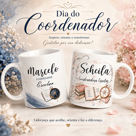 2 Artes para Caneca Coordenador Arquivo Editável 