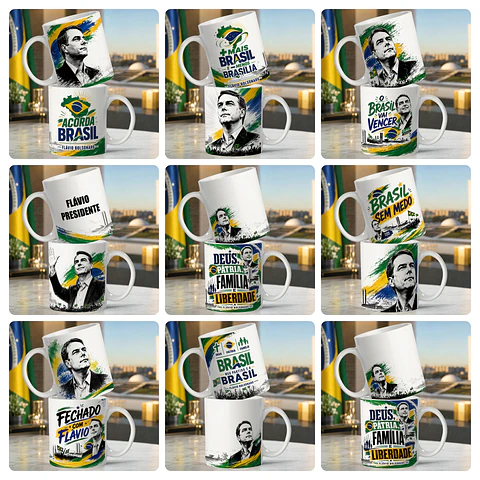20 Artes para Caneca e Camisa Lula PT e Flávio Bolsonaro PL Politica Arquivo em Jpg