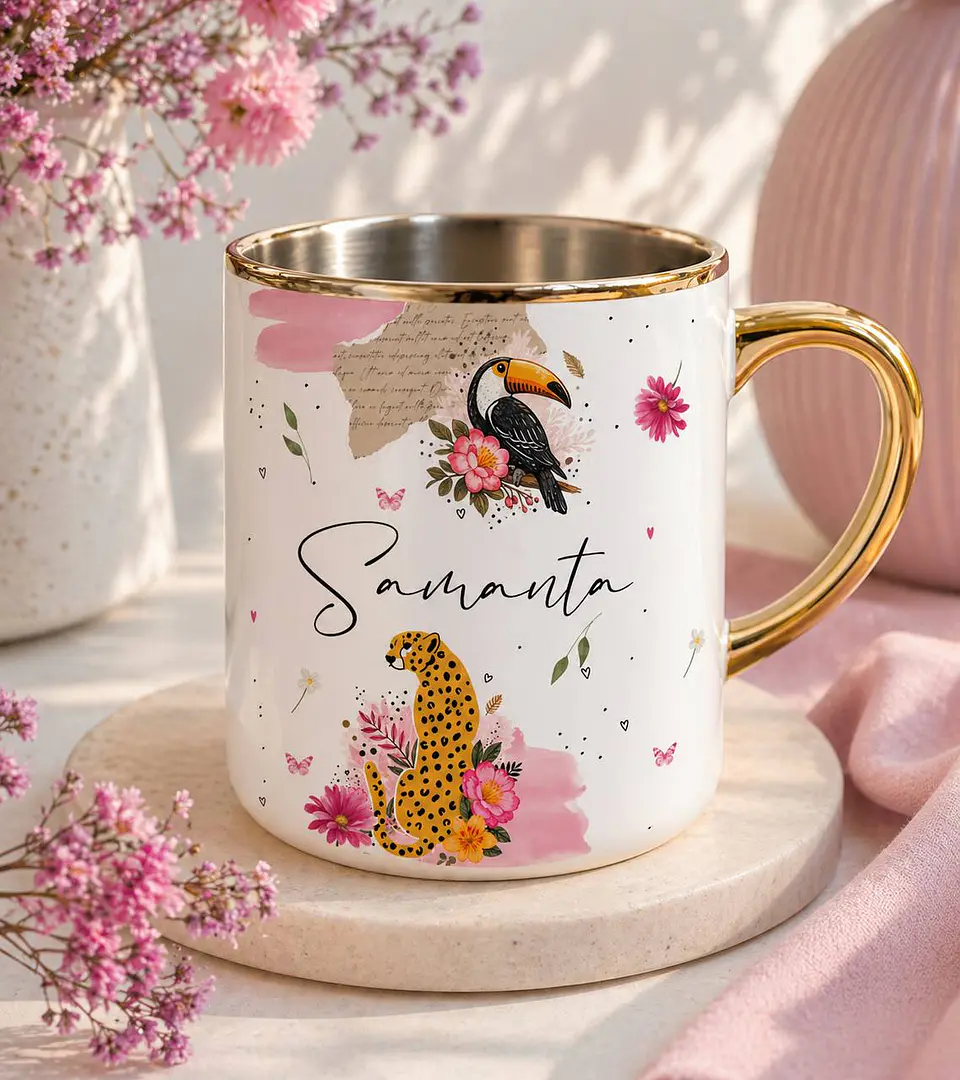 Arte para Caneca Menina Selvagem Onça Arquivo em Jpg 1