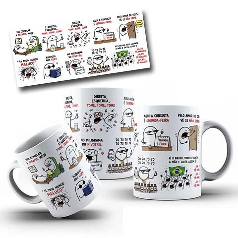 Arte para Caneca Flork Vai começar a terapia moça, é direita, esquerda Augusto Cury Arquivo em Jpg
