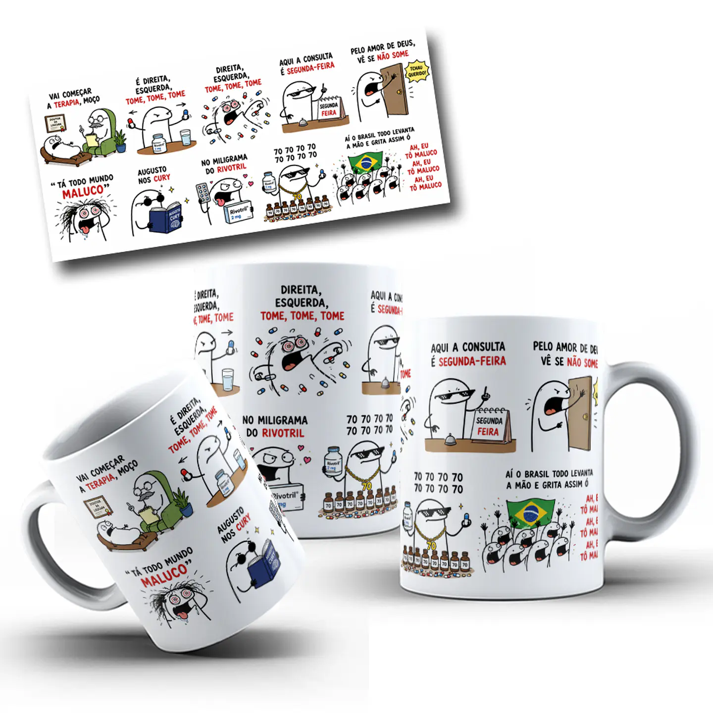 Arte para Caneca Flork Vai começar a terapia moça, é direita, esquerda Augusto Cury Arquivo em Jpg 1