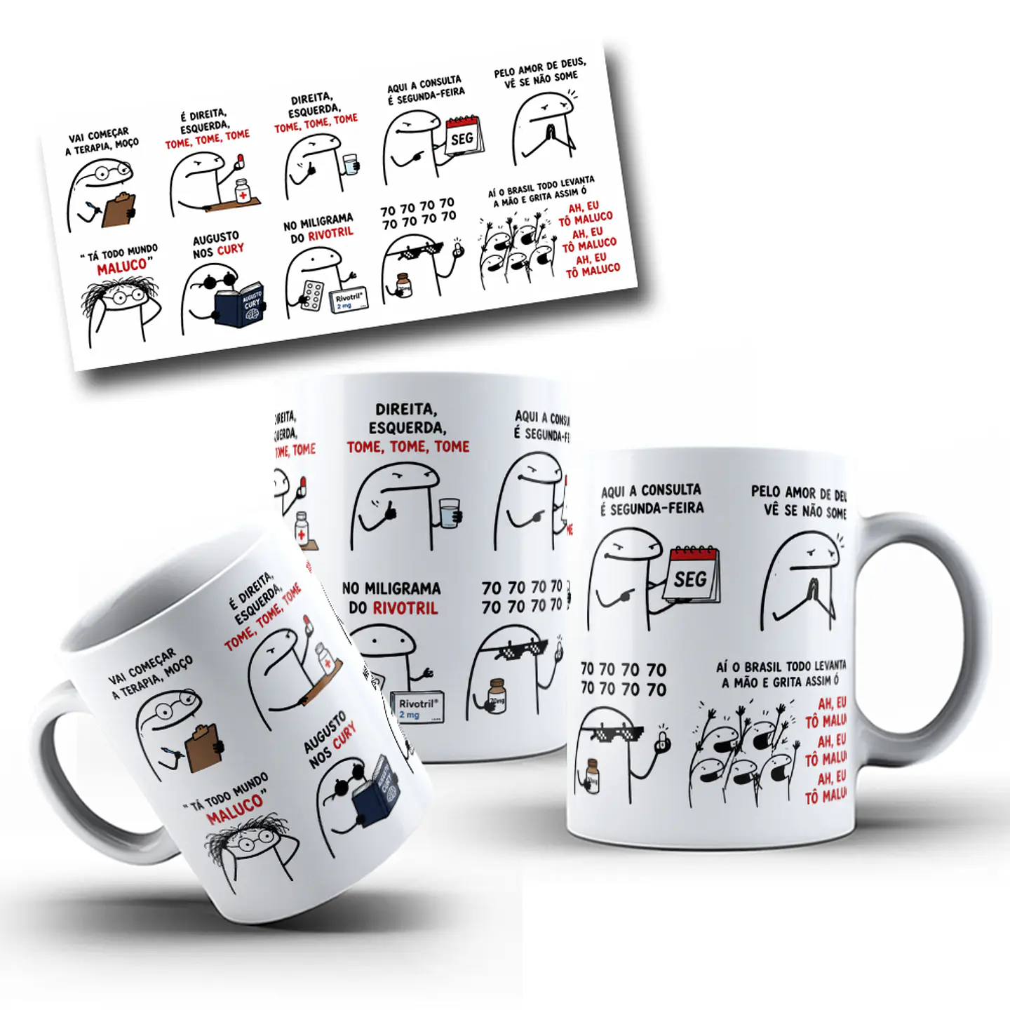 Arte para Caneca Flork Meme Viral Vai começar a terapia moça, é direita, esquerda Augusto Cury Arquivo em Jpg 1