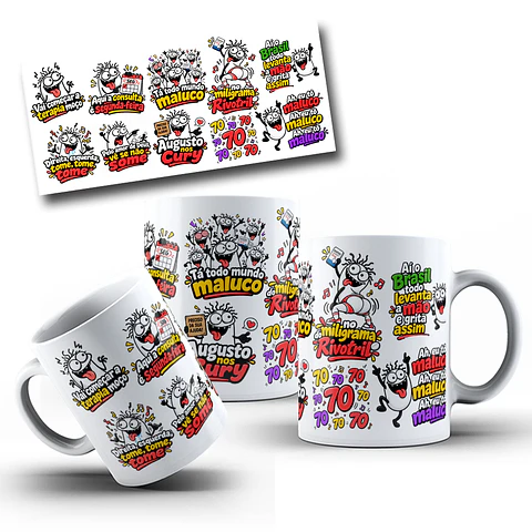Arte para Caneca Vai começar a terapia moça, é direita, esquerda ta todo mundo louco Augusto Cury Arquivo em Jpg