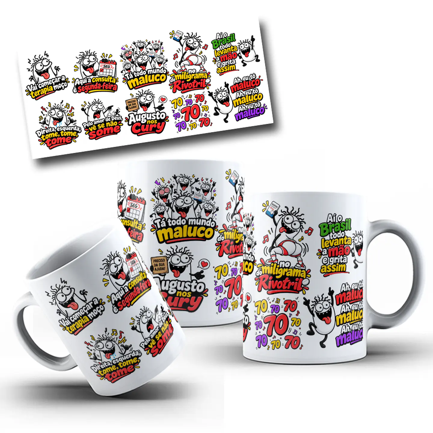 Arte para Caneca Vai começar a terapia moça, é direita, esquerda ta todo mundo louco Augusto Cury Arquivo em Jpg 1