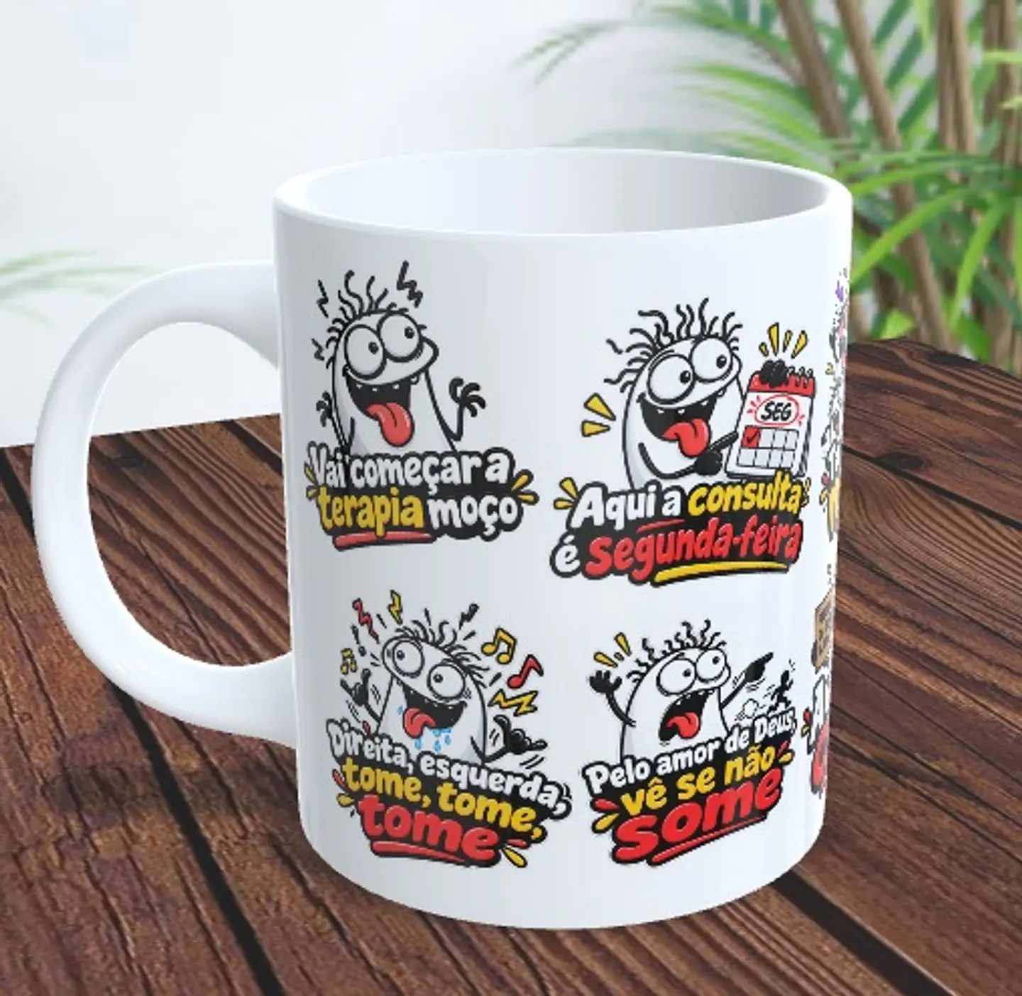 Arte para Caneca Vai começar a terapia moça, é direita, esquerda ta todo mundo louco Augusto Cury Arquivo em Jpg 2