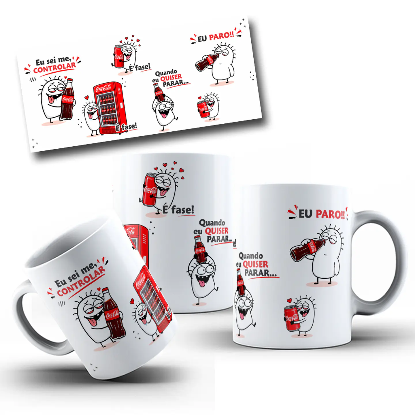 Arte para Caneca Eu sei me controlar é fase quando eu quiser parar eu paro Amo coca cola  Arquivo em Jpg 1