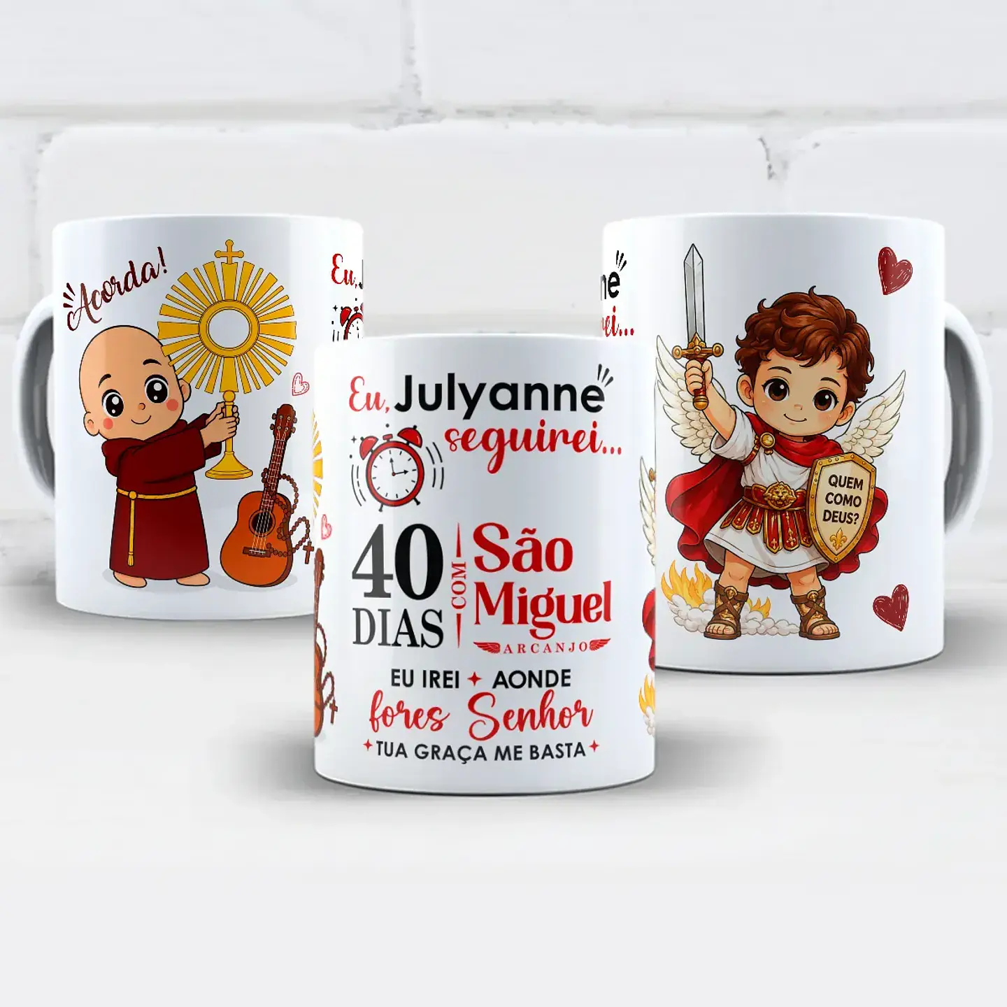 Arte para Caneca Frei Gilson 40 Dias Com São Miguel Arcanjo Arquivo em Jpg 1