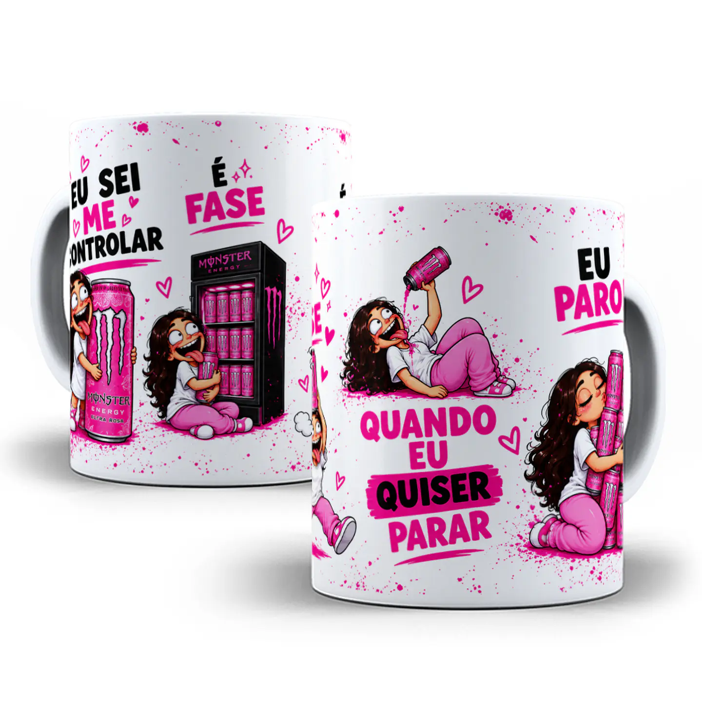3 Artes para Caneca Eu Sei Me Controlar é Fase Bebidas Monster Arquivo em Png 2