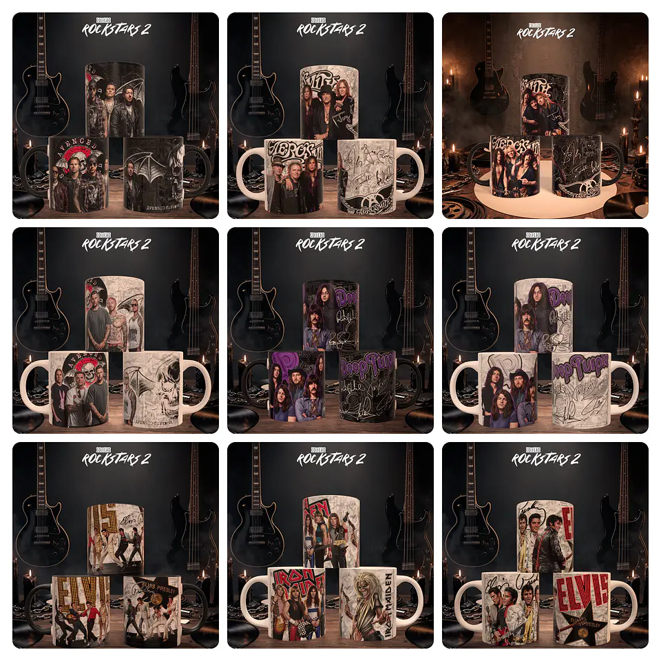 30 Artes para Caneca Rockstars Vol.2 Arquivo em Png  1