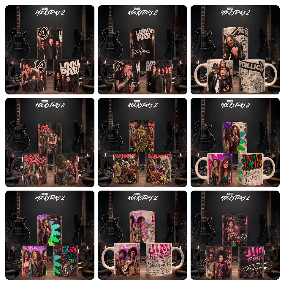 30 Artes para Caneca Rockstars Vol.2 Arquivo em Png  2
