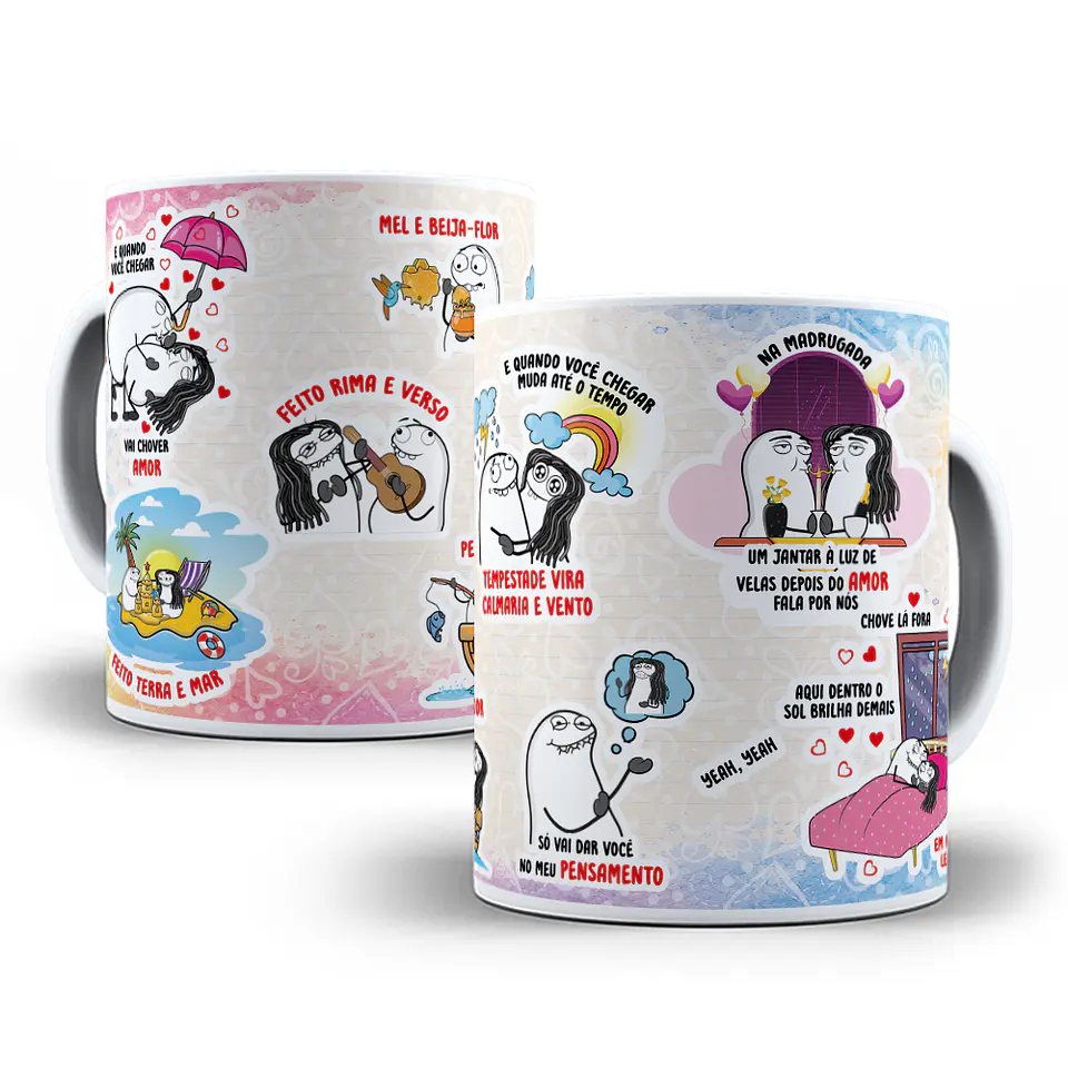 Artes para Caneca e quando você chegar, vai chover amor, mel e beija-flor em Png  1