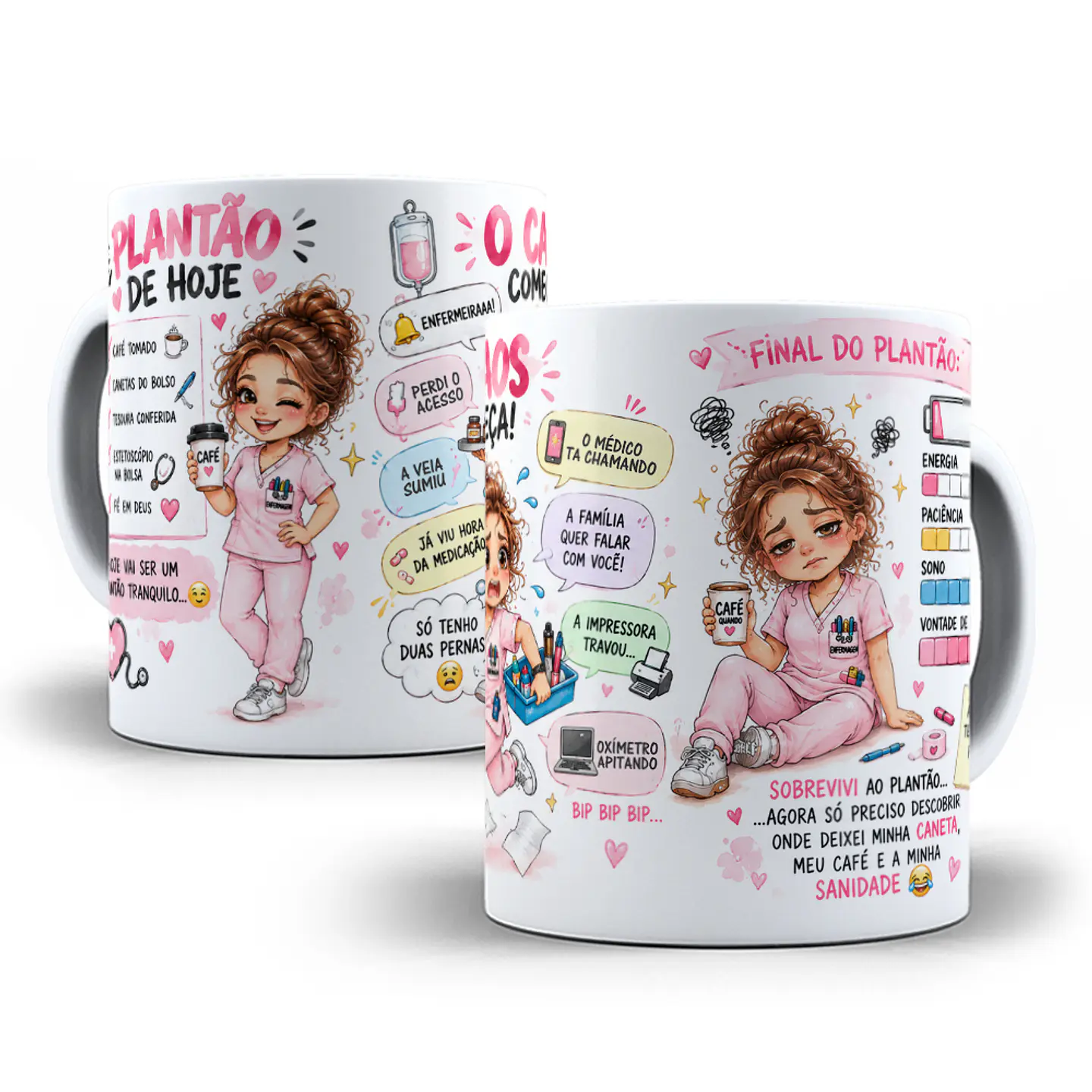 Artes para Caneca Plantão de Hoje Vida de enfermeira em um plantão tranquilo em Png  2