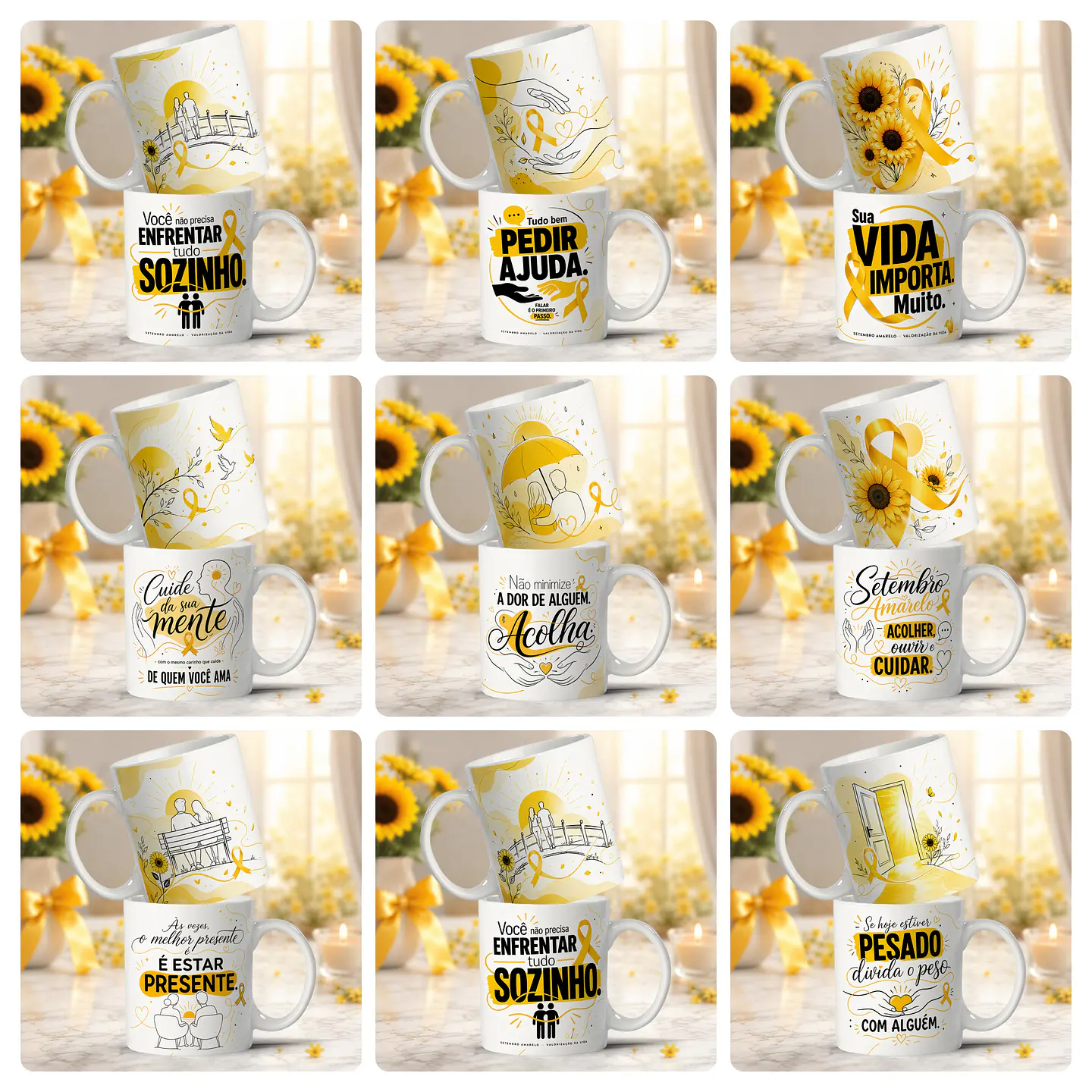 32 Artes para Camisa e Canecas Setembro Amarelo Arquivo em Png 2