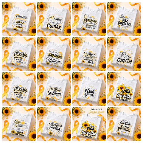 32 Artes para Camisa e Canecas Setembro Amarelo Arquivo em Png