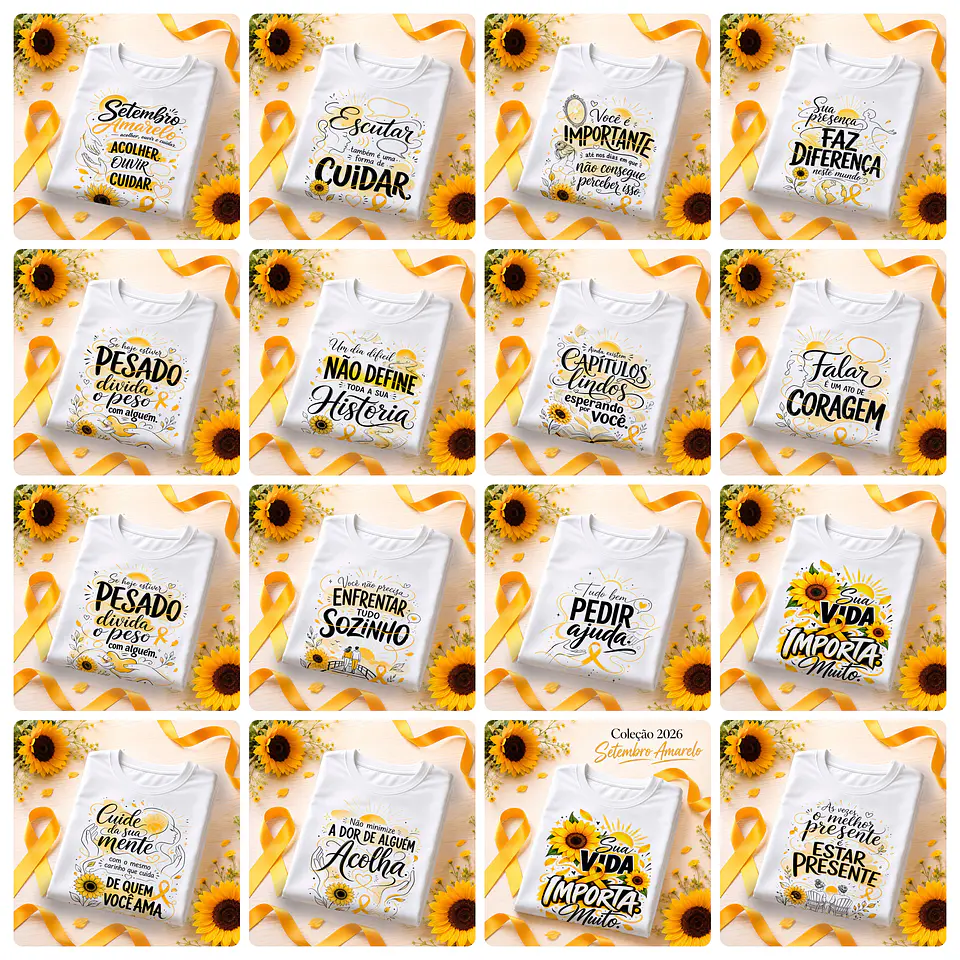 32 Artes para Camisa e Canecas Setembro Amarelo Arquivo em Png 1