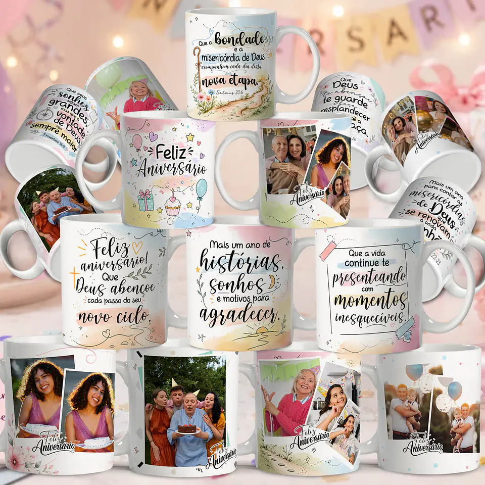32 Artes para Caneca Aniversário O Presente de Celebrar a Vida Arquivo Editável  1