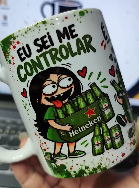 Arte para Caneca Eu Sei Me Controlar é Fase Heineken Arquivo em Png