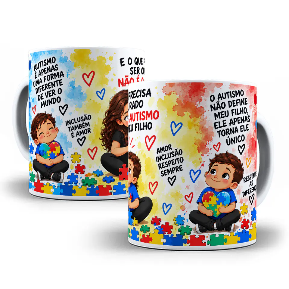 Arte para Caneca Autismo é apenas uma forma diferente de ver o mundo, oque precisa ser curado não é o autismo do meu filho Arquivo em Png  1