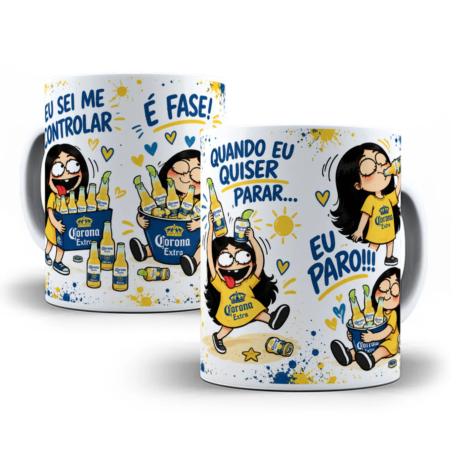 Arte para Caneca Eu Sei Me Controlar é Fase Quando eu quiser parar eu Paro Bebida Corona FlorkArquivo em Jpg  1