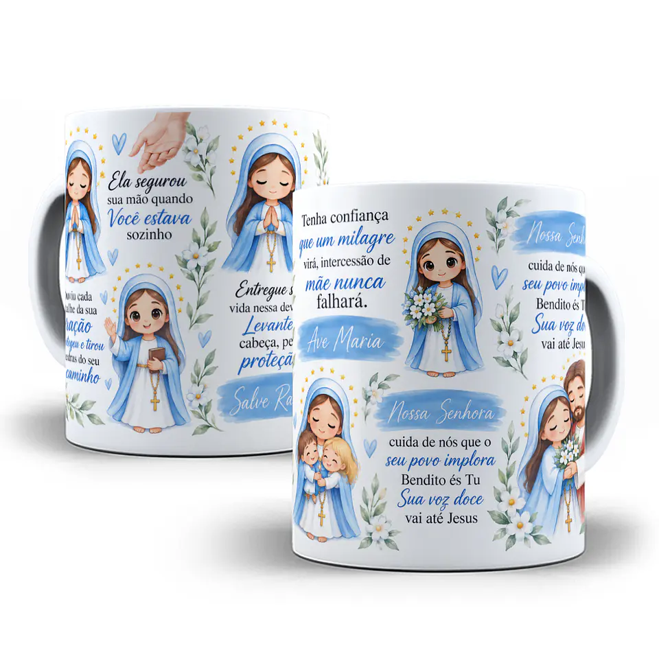 Arte para Caneca Ela segurou a sua mão quando estava sozinho - Santinhas Arquivo em Png 1