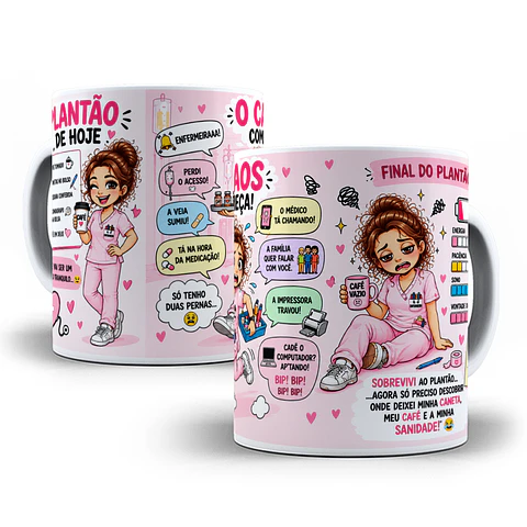 Artes para Caneca Caos Plantão Médico em Png 