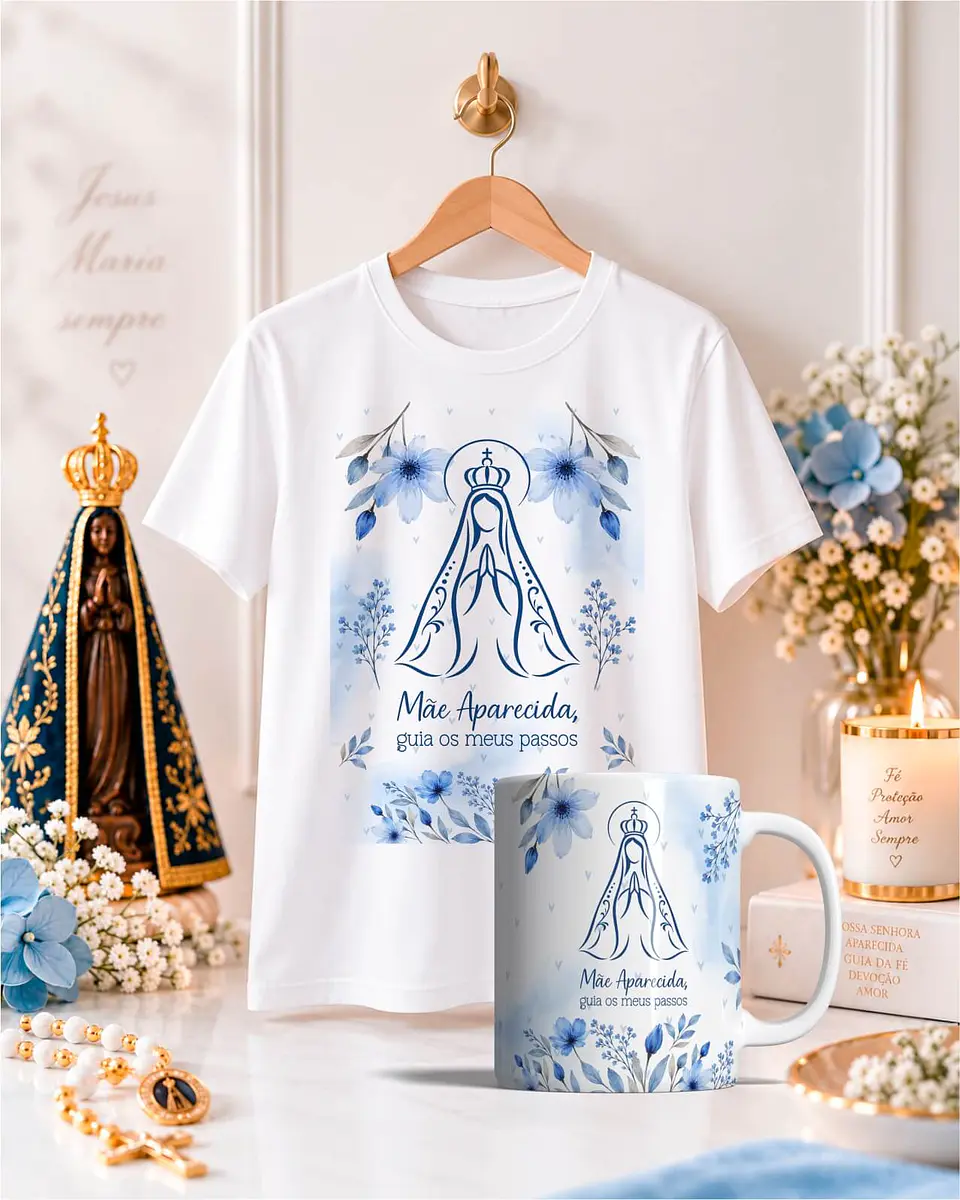 20 Artes para Camisa e Caneca Nossa Senhora Aparecida Arquivo Editável Arquivo em Jpg 10