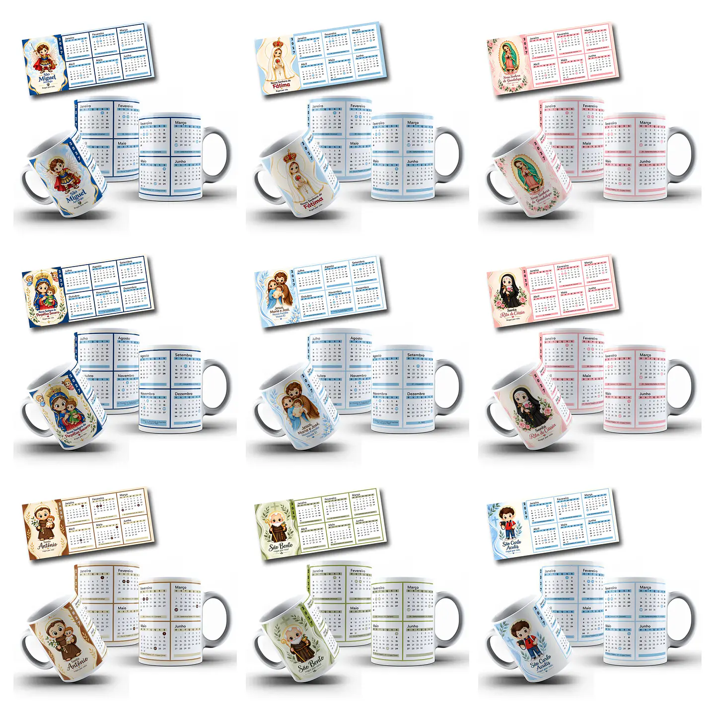 20 Artes para Caneca e Calendário 2027 Santinhos Arquivo em Jpg 3