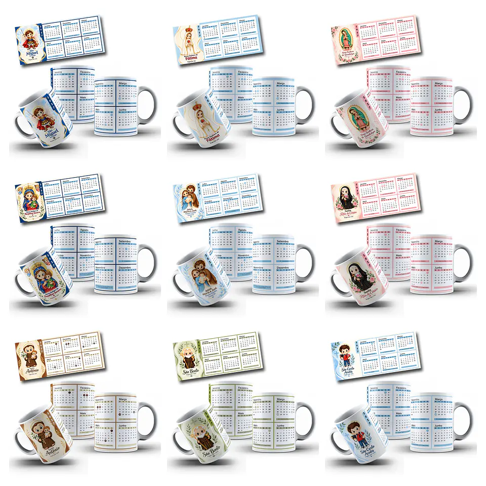 20 Artes para Caneca e Calendário 2027 Santinhos Arquivo em Jpg 3