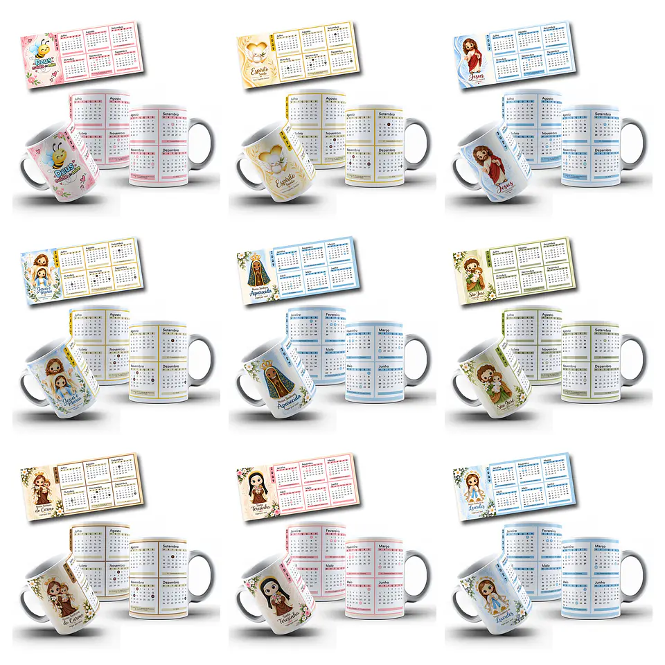 20 Artes para Caneca e Calendário 2027 Santinhos Arquivo em Jpg 4