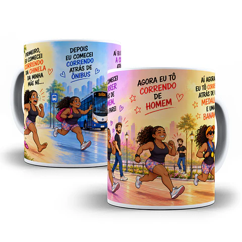Artes para Caneca Primeiro eu Comecei correndo da chinela da minha mãe né - Afro  em Png 