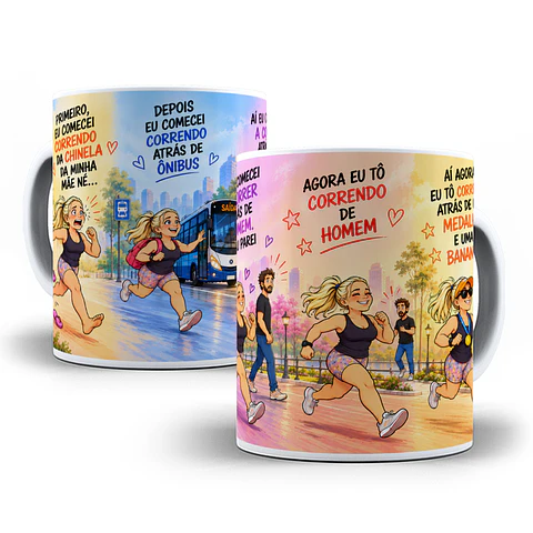 Artes para Caneca Primeiro eu Comecei correndo da chinela da minha mãe né - Loira  em Png