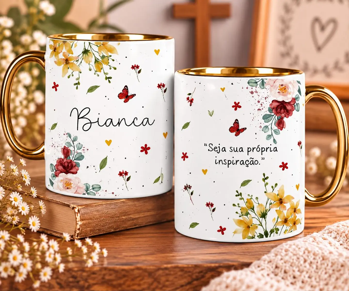 8 Artes para Caneca Frases Inspira e Floresça Arquivo em Jpg 1