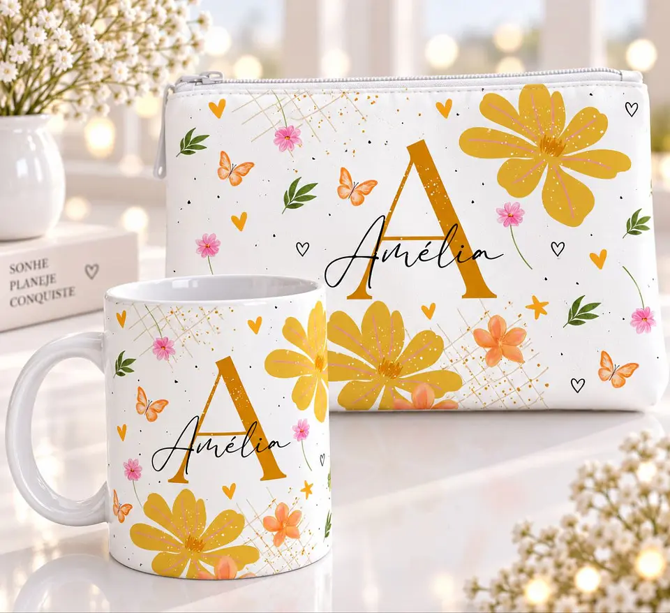 Artes para Caneca Alfabeto Coleção Flores do Amanha em Canva 1