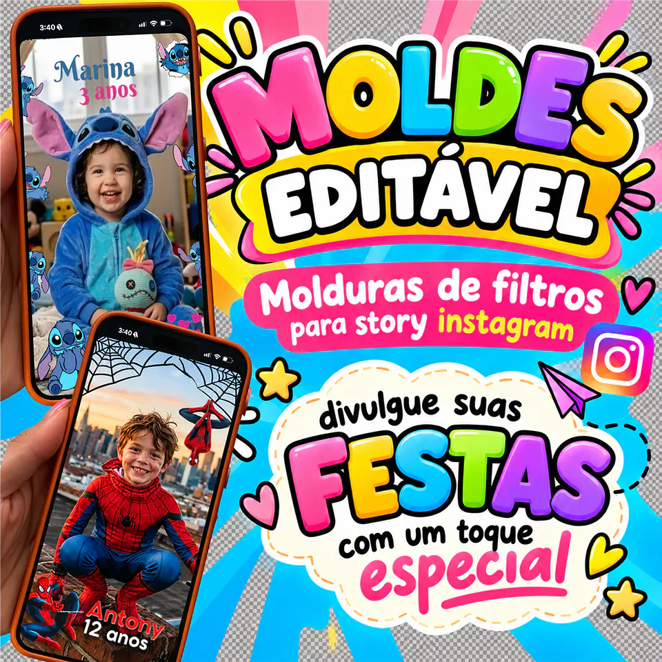 80 Artes para Molduras Personalizado Tema Personagens para Stories do Instagram em Canva 1