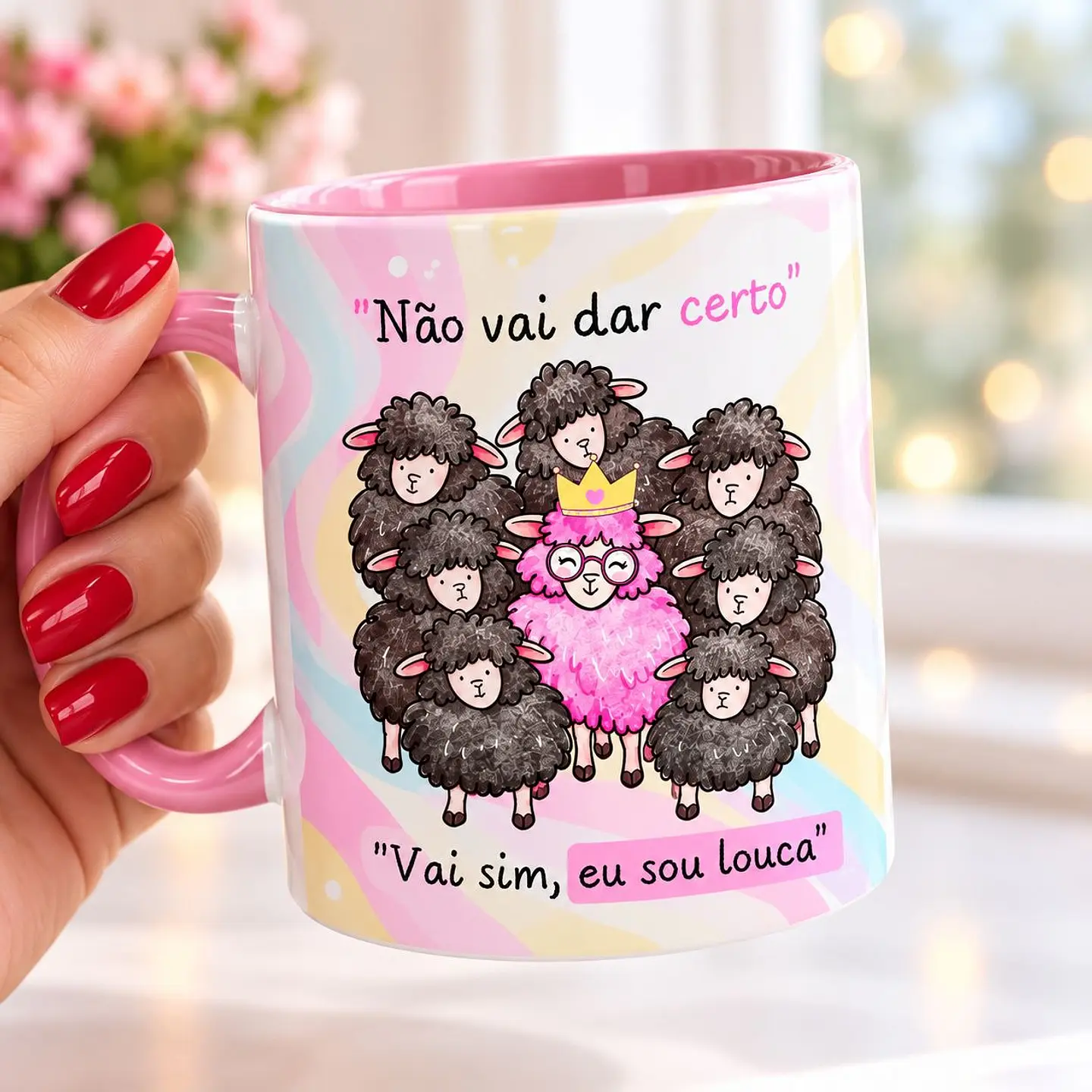 Artes para Caneca Não vai dar certo, vai sim eu sou louca - Ovelhas em Png  1