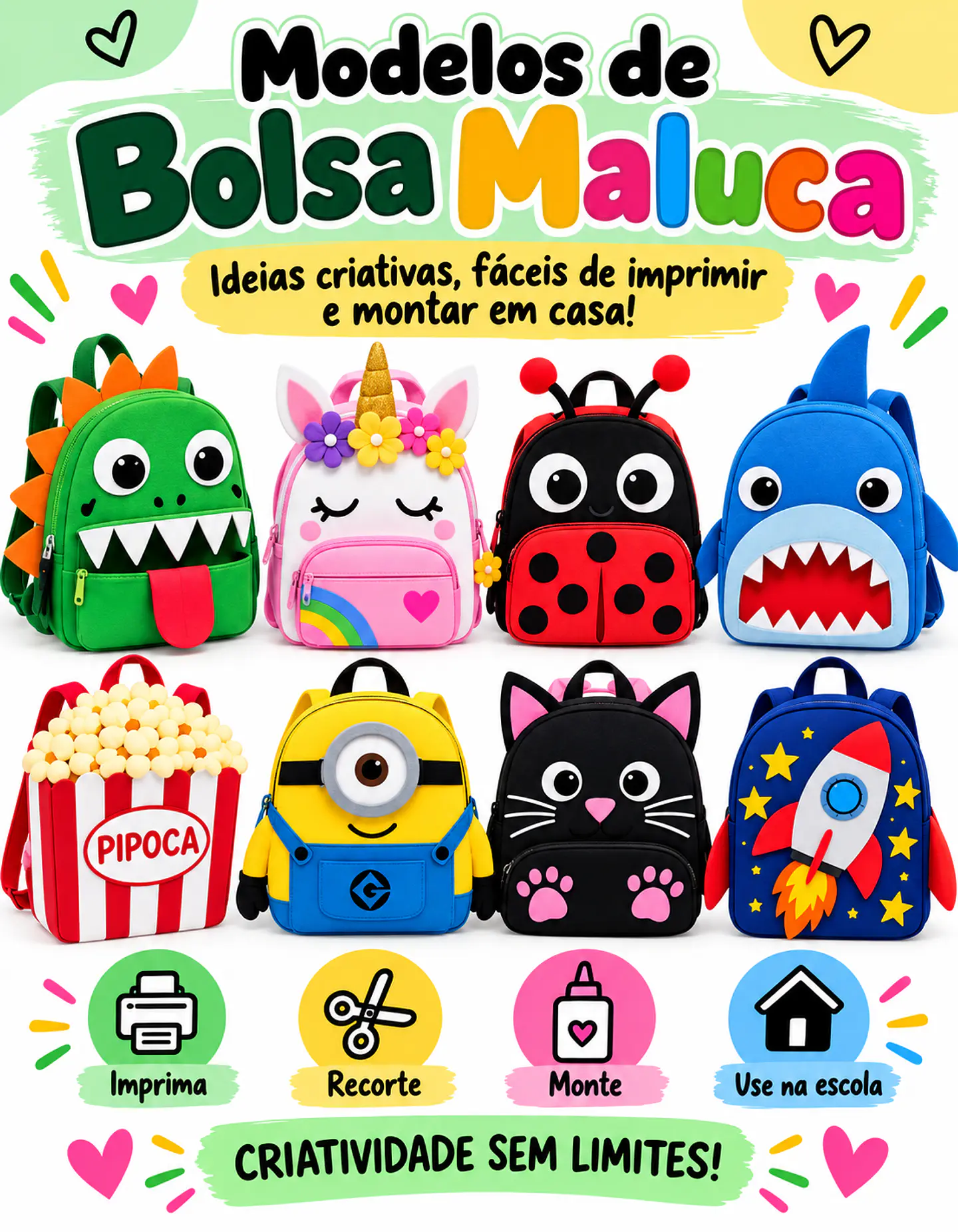 170 Arquivos para Escola Cabelo e Mochila Maluca, Meia Maluca - Com atualizações Futuras Arquivos em Pdf  5