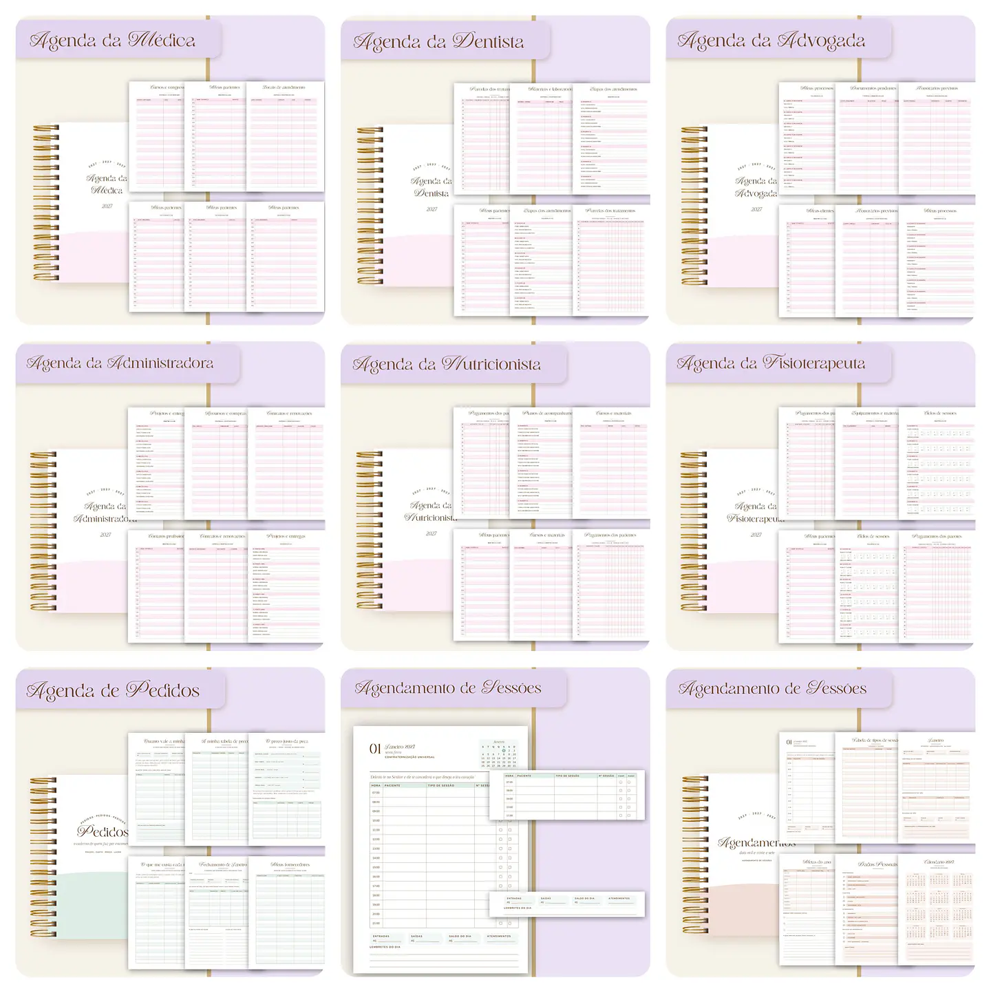 Mega Pack Planner 2027 + Agendas Profissionais | 80 Profissões + A5, Master e Slim 3