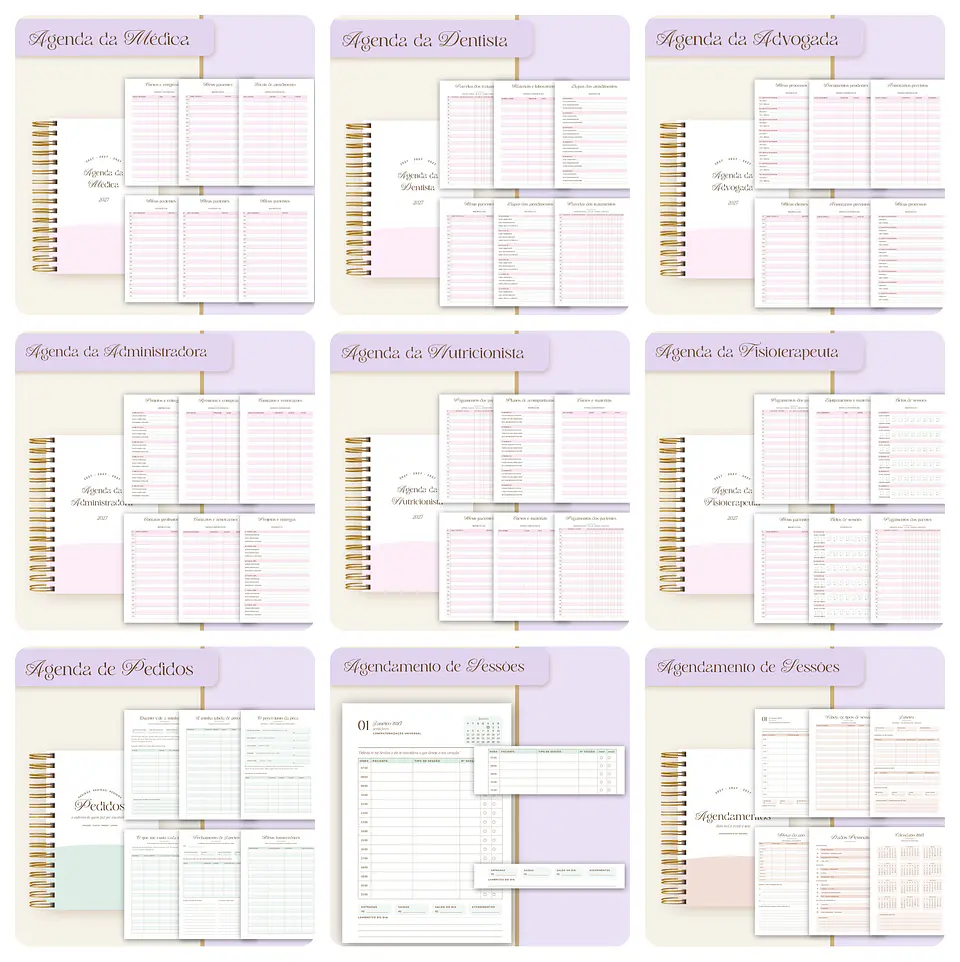 Mega Pack Planner 2027 + Agendas Profissionais | 80 Profissões + A5, Master e Slim 3