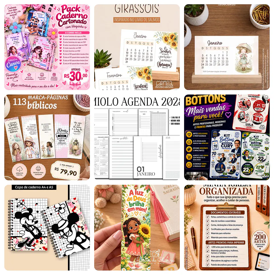 Mega Pack Planner 2027 + Agendas Profissionais | 80 Profissões + A5, Master e Slim 2