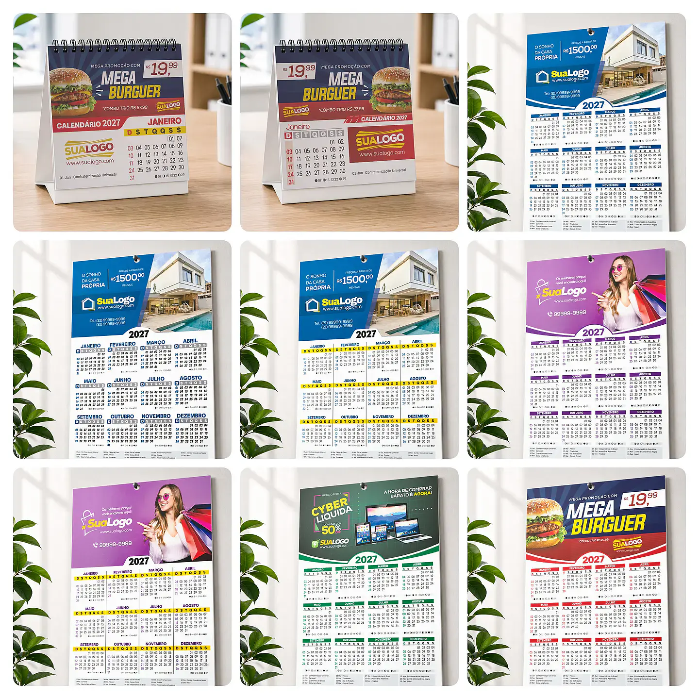 Mega Kit Calendário 2027 Editável Canva Corel PDF PNG 16