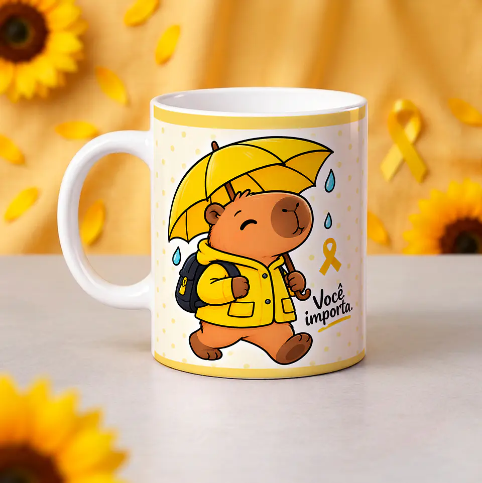 8 Artes para Caneca Setembro Amarelo Capivaras Arquivo em Jpg  2