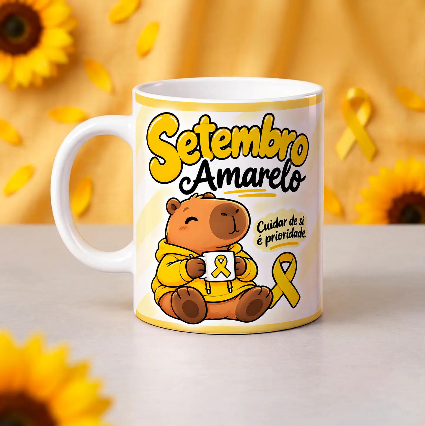 8 Artes para Caneca Setembro Amarelo Capivaras Arquivo em Jpg  3