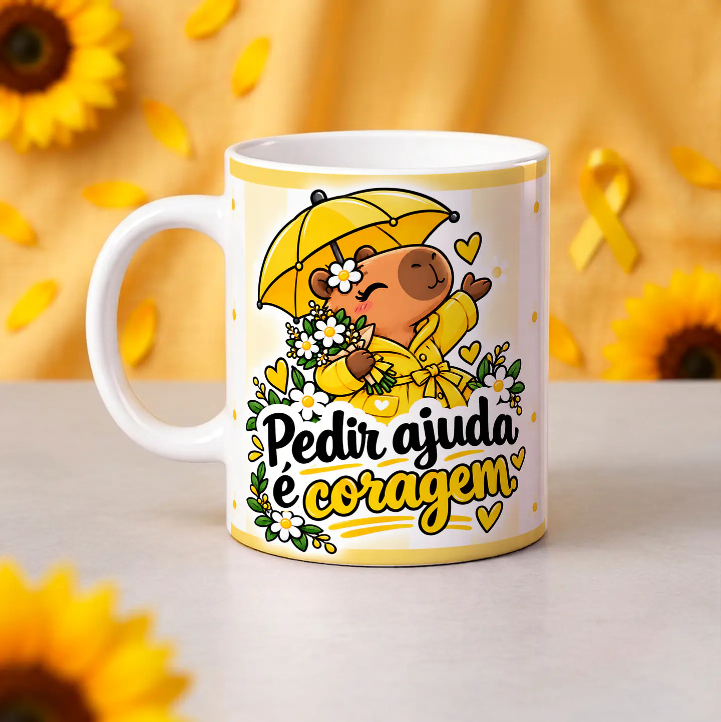 8 Artes para Caneca Setembro Amarelo Capivaras Arquivo em Jpg  5
