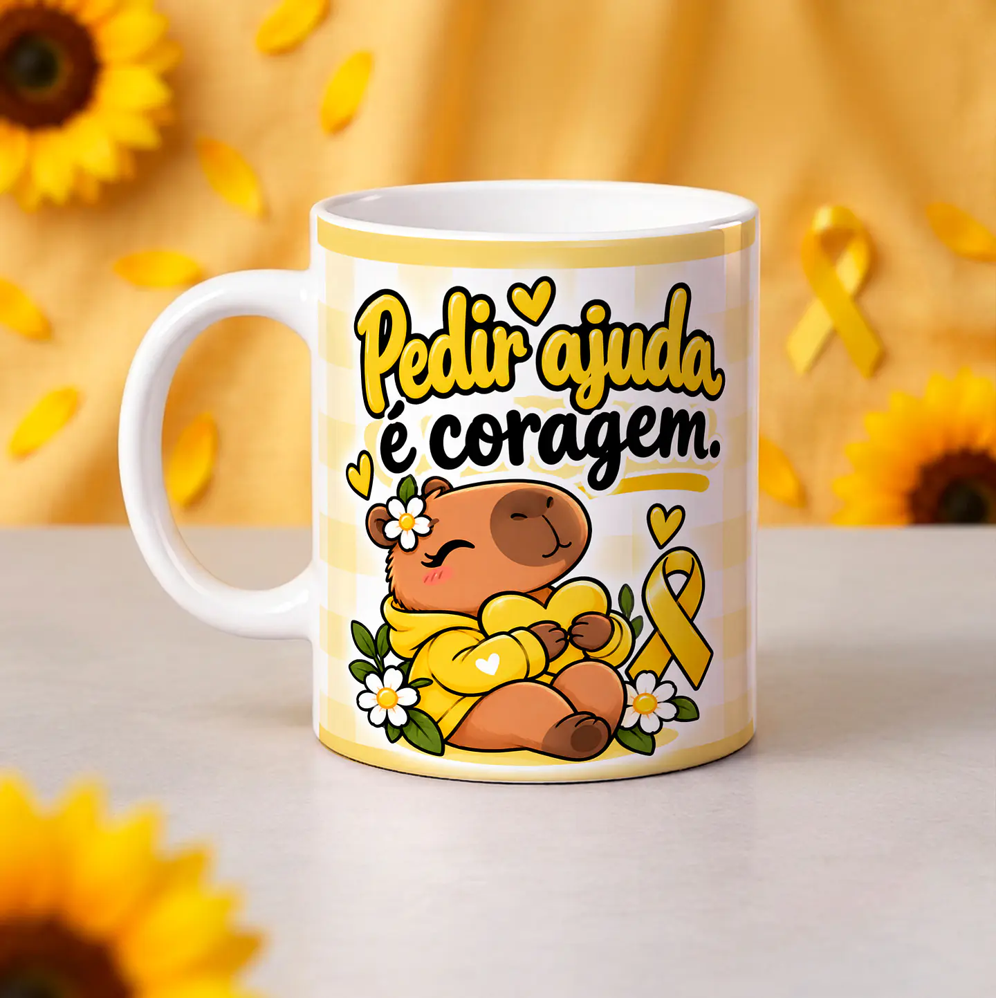 8 Artes para Caneca Setembro Amarelo Capivaras Arquivo em Jpg  8