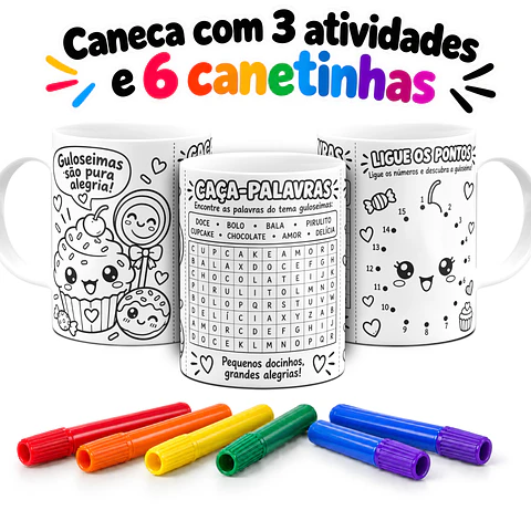 10 Artes para Caneca Colorir com Atividades Arquivo em Jpg
