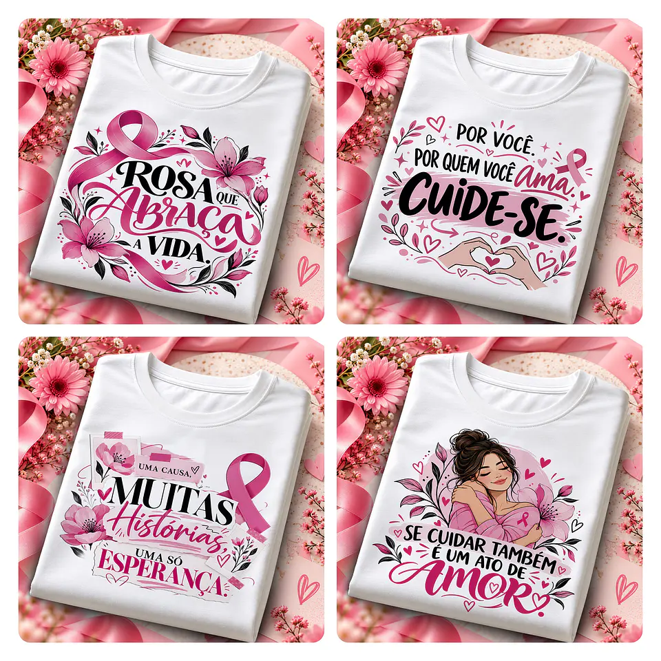 24 Artes para Caneca e Camisa Outubro Rosa Arquivo em Jpg  1
