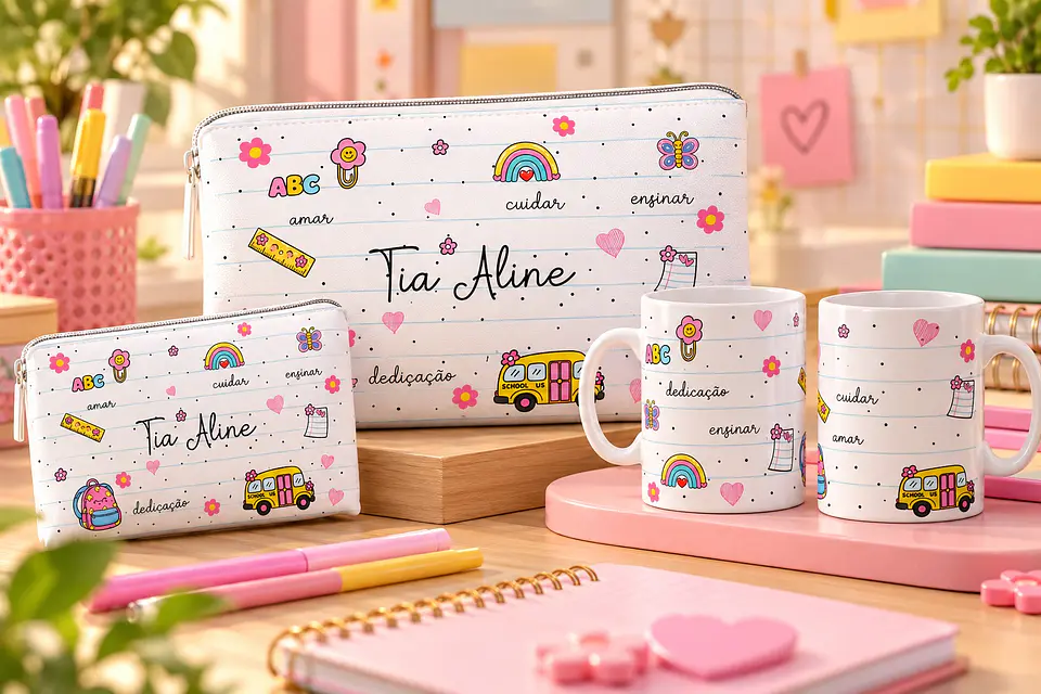 Arte para Caneca e Bolsinha Dia dos Professores Arquivo Editável  2