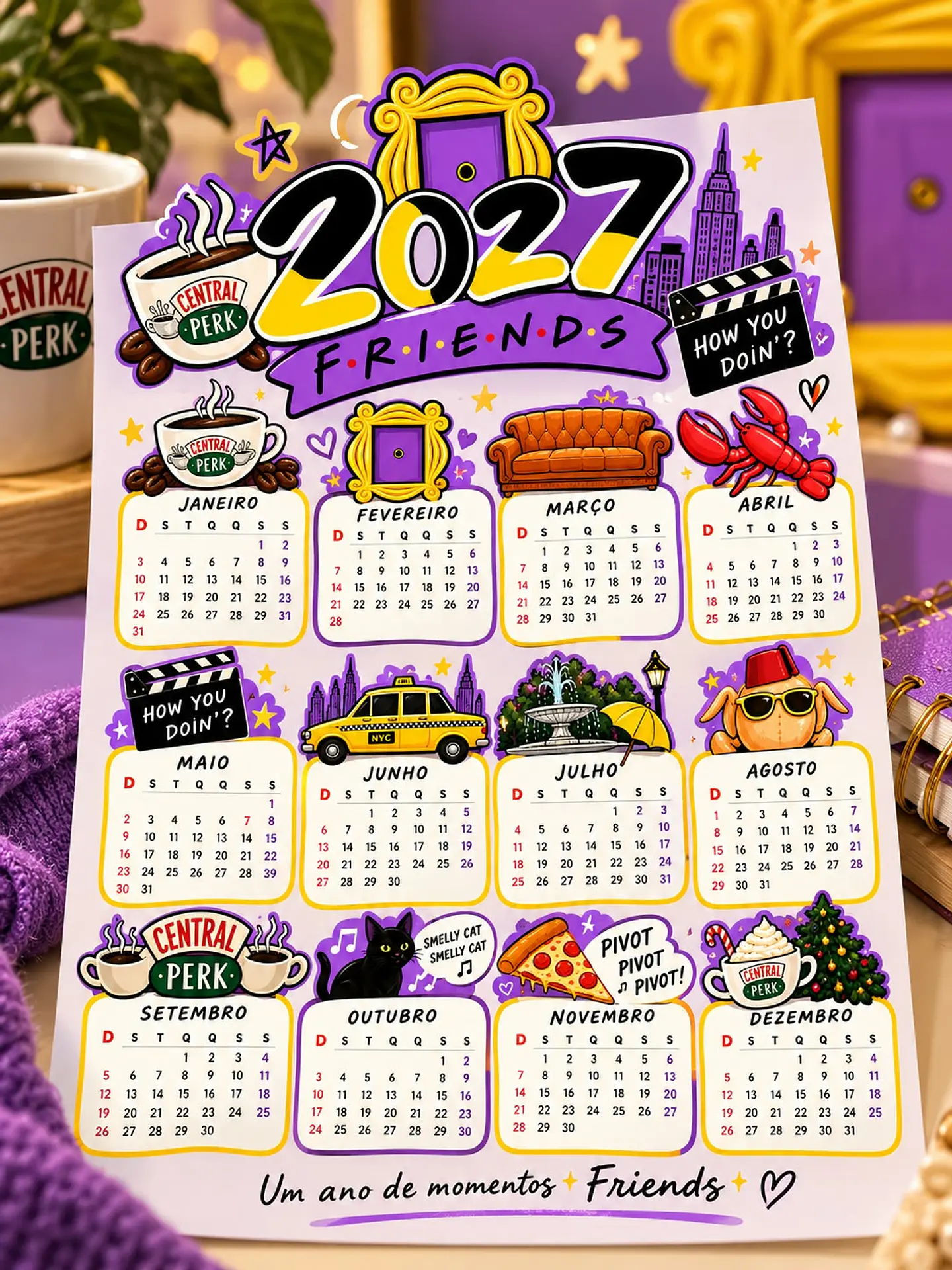 Arquivo Calendário Friends 2027 Arquivo em Pdf 2